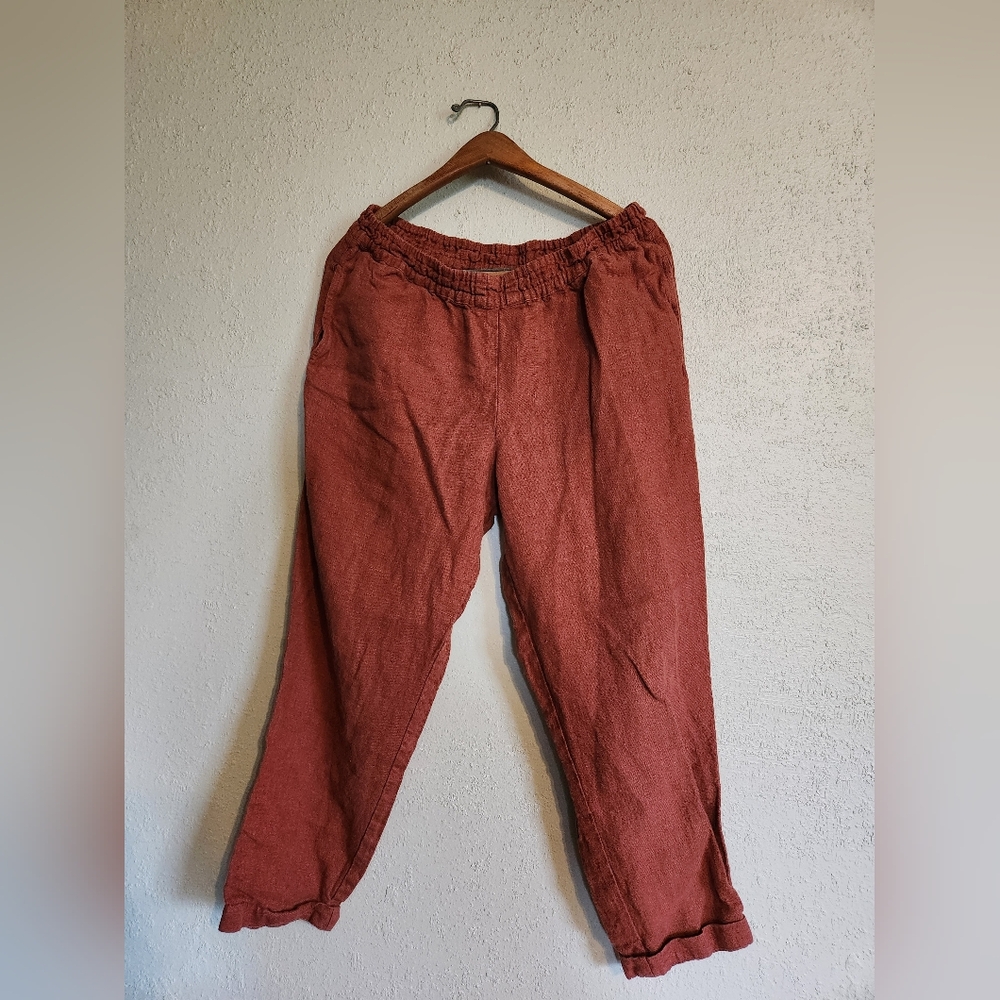 notPERFECTLINEN Rust Straight Leg Pants